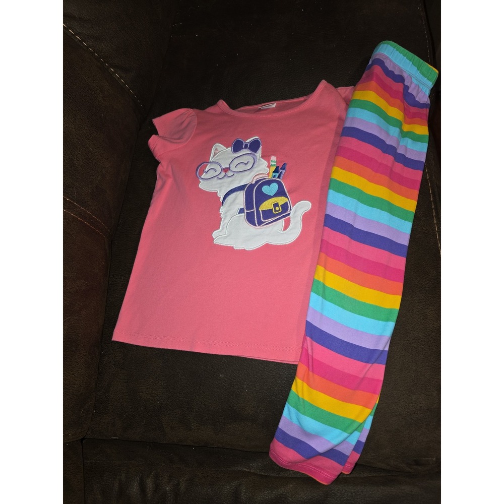 Gymboree classroom cutie backpack cat top rainbow leggings back to school 7